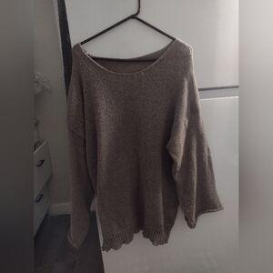 Tan Crew Neck Sweater Polyester Soft Knit Pullover Size 1X.
